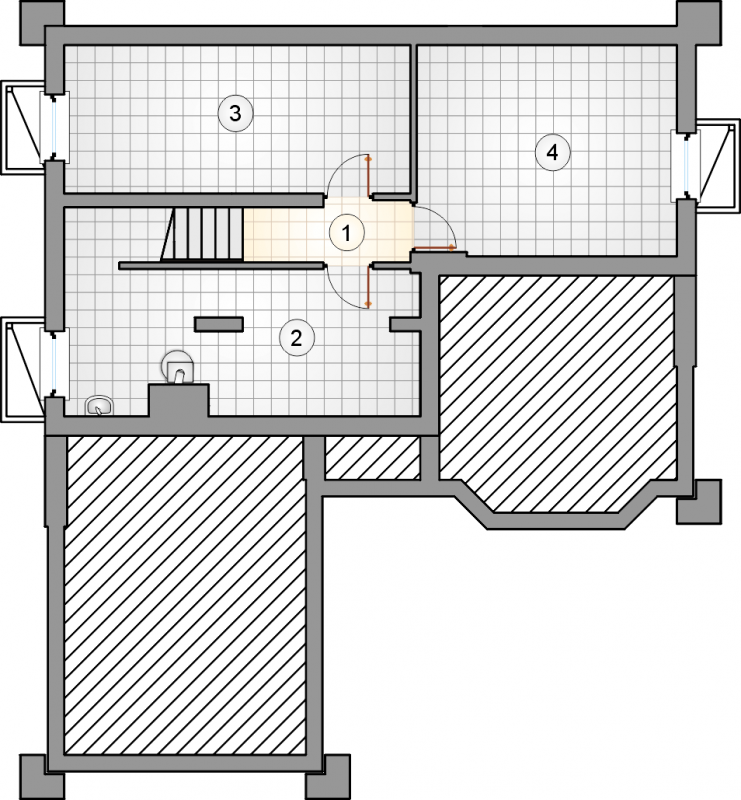 Układ pomieszczeń w piwnicy (rzut) w projekcie Klasyk II