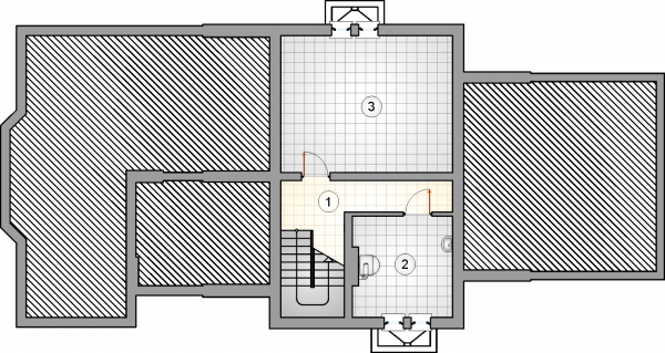 Układ pomieszczeń w piwnicy (rzut) w projekcie Libra