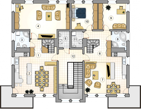 Układ pomieszczeń na 2 piętrze (rzut) w projekcie Top Dom