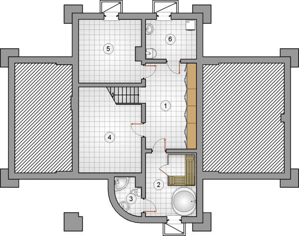 Układ pomieszczeń w piwnicy (rzut) w projekcie Vivaldi