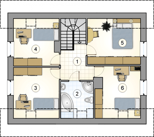 Układ pomieszczeń na poddaszu (rzut) w projekcie Compact House IV