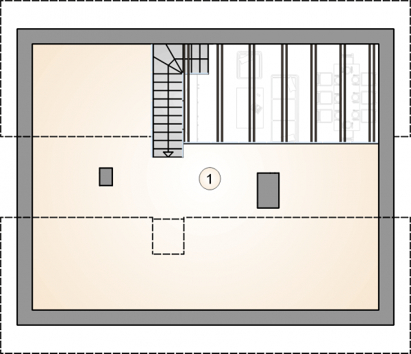 Układ pomieszczeń na poddaszu (rzut) w projekcie Ricardo Lift IV