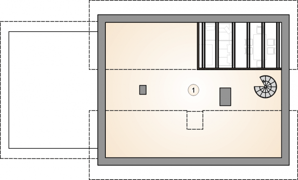 Układ pomieszczeń na poddaszu (rzut) w projekcie Ricardo Lift II