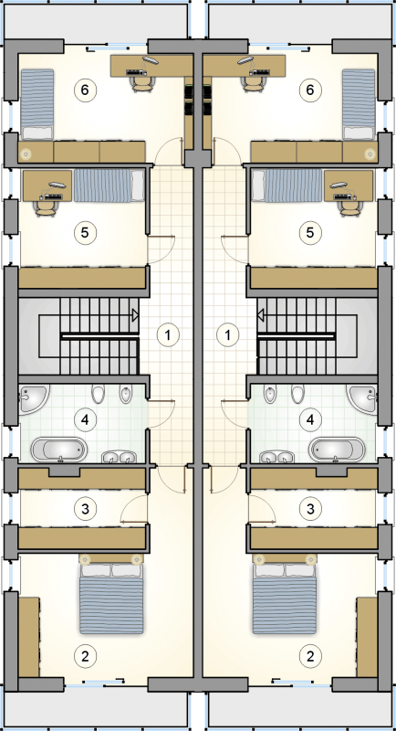 Układ pomieszczeń na 1 piętrze (rzut) w projekcie Gemini