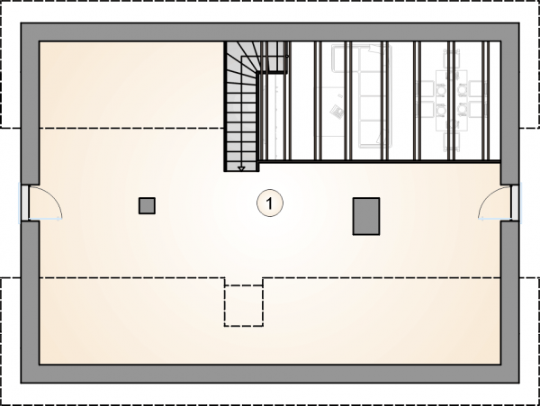 Układ pomieszczeń na poddaszu (rzut) w projekcie Ricardo Lift V