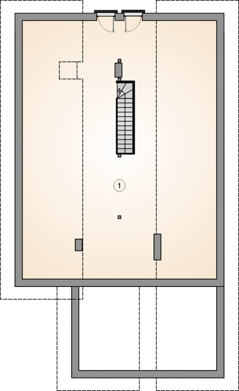 Układ pomieszczeń na poddaszu (rzut) w projekcie Pliszka VIII