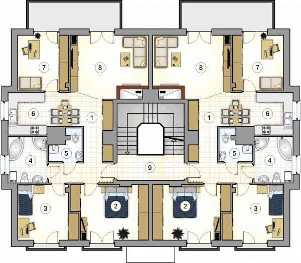 Układ pomieszczeń na 1 piętrze (rzut) w projekcie Octavus II