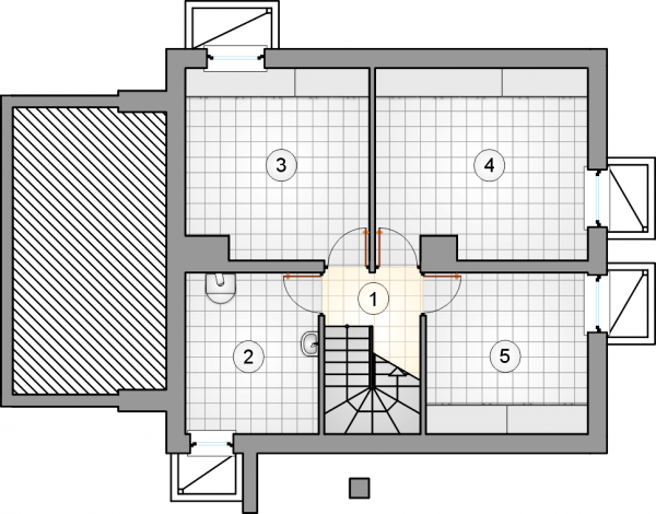 Układ pomieszczeń w piwnicy (rzut) w projekcie Ada Plus Bis