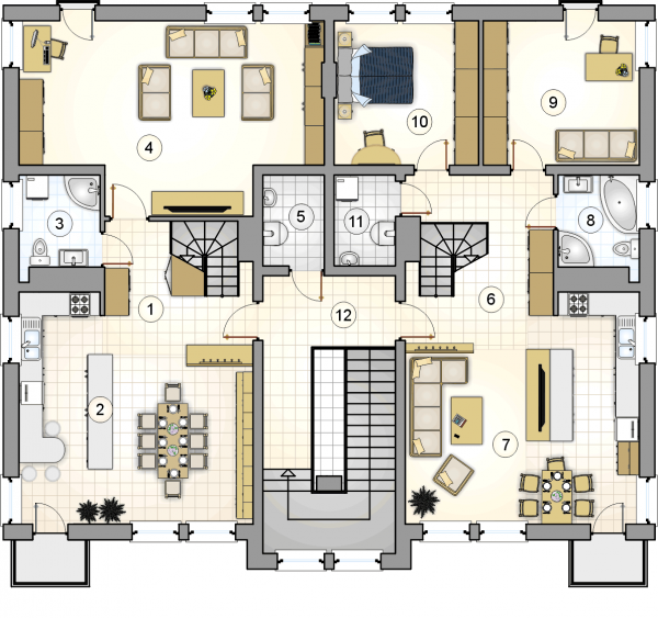 Układ pomieszczeń na 2 piętrze (rzut) w projekcie Top Dom II