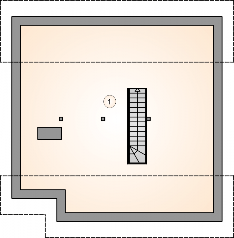Układ pomieszczeń na poddaszu (rzut) w projekcie Remik V