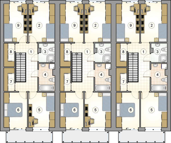 Układ pomieszczeń na 1 piętrze (rzut) w projekcie Torino Slim Multi