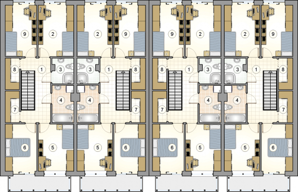 Układ pomieszczeń na 1 piętrze (rzut) w projekcie Torino Slim