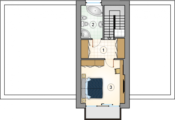 Układ pomieszczeń na 1 piętrze (rzut) w projekcie Viper