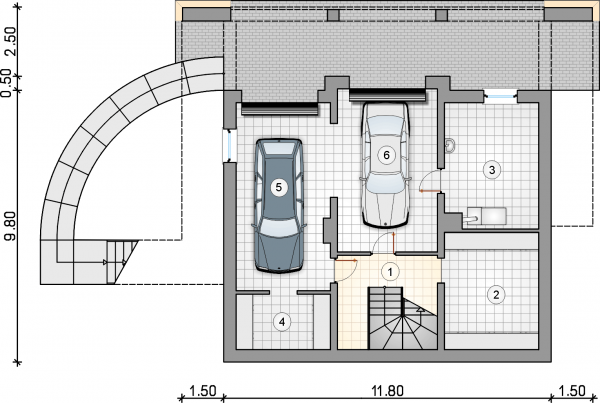 Układ pomieszczeń w piwnicy (rzut) w projekcie Watra II