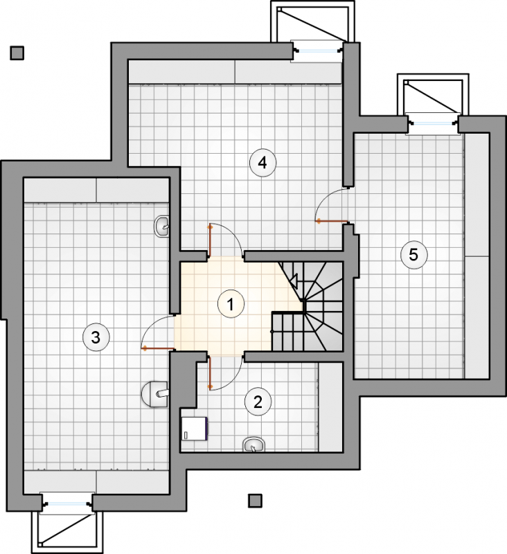 Układ pomieszczeń w piwnicy (rzut) w projekcie Fortuna II