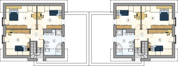 Układ pomieszczeń na poddaszu (rzut) w projekcie Polo Duo II