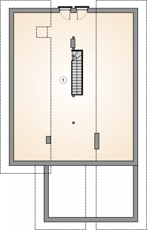 Układ pomieszczeń na poddaszu (rzut) w projekcie Pliszka VI