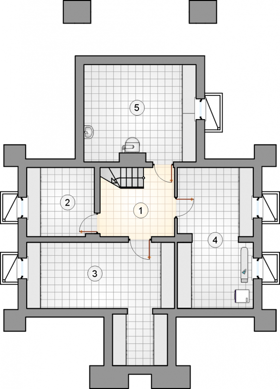 Układ pomieszczeń w piwnicy (rzut) w projekcie Ondraszek II