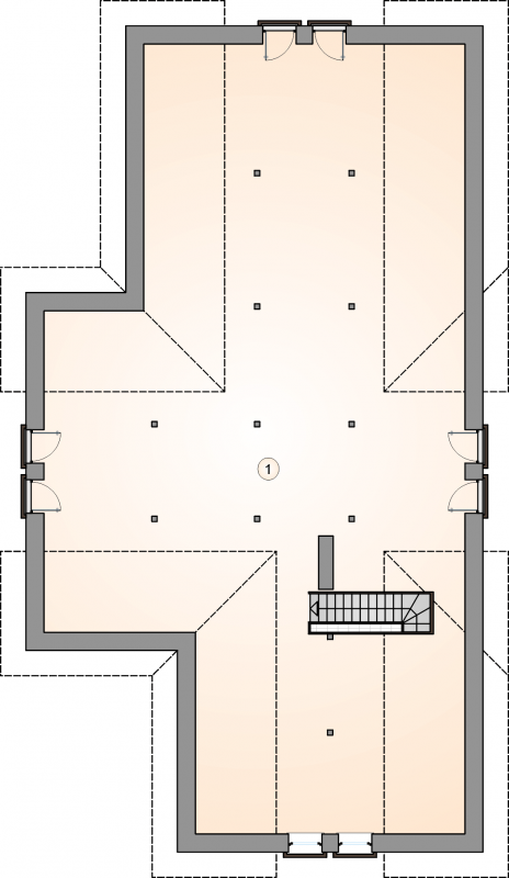 Układ pomieszczeń na poddaszu (rzut) w projekcie Winston XI