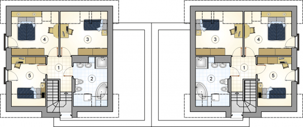 Układ pomieszczeń na poddaszu (rzut) w projekcie Polo Duo IV
