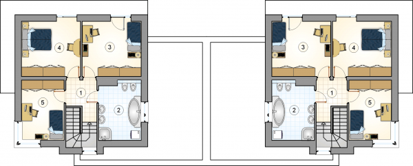 Układ pomieszczeń na 1 piętrze (rzut) w projekcie Piccolo Duo