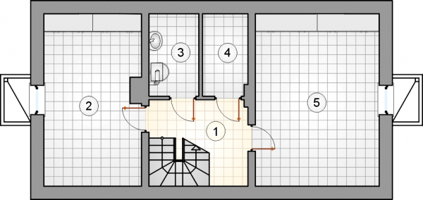 Układ pomieszczeń w piwnicy (rzut) w projekcie Chata Zbójnika
