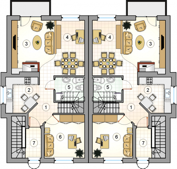 Układ pomieszczeń na 1 piętrze (rzut) w projekcie 4You